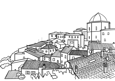 Town View Coloring Page